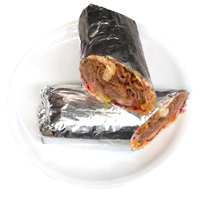 Dürüm Kebab als Rolle, frisch befüllt